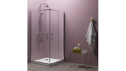 Kolpa San Eco Quat TKK 80 szögletes zuhanykabin átlátszó üveg 5 mm, silver profil 185 cm