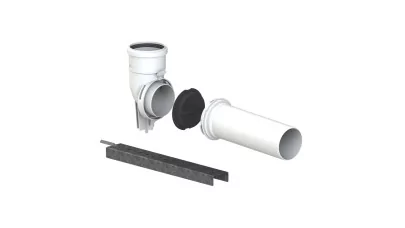 Tricox PPs rövidített bekötő könyök 80 mm, tartó sínnel