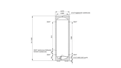 Concept PTX puffertároló, INOX, csőkígyó nélkül, álló, párazárt PUR szigetelés, 6/4", 150l 2.