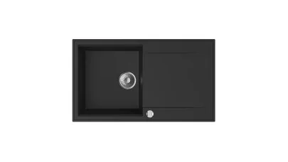Mofém Zenit 86 1B1D gránit mosogató, 1 medence+csepptálca, metálfekete, 860x500mm