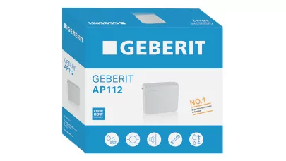 Geberit AP112 falon kívüli öblítőtartály, öblítés-stop működtetésű, oldalsó/hátsó bekötés, fehér 2.