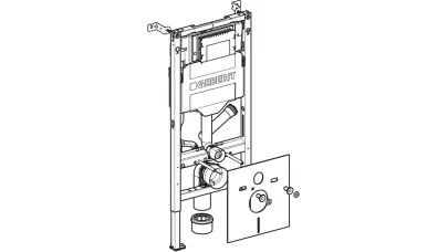 Geberit Duofix fali WC szerelőelem, 112 cm, Sigma 12 cm-es falsík alatti öblítőtartállyal, csatla 2.