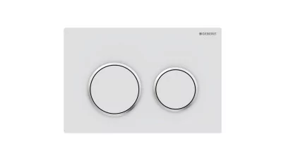 Geberit Omega20 működtetőlap, 2 mennyiséges öblítéshez, round: matt fehér/fényes króm/matt fehér,