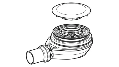 Geberit zuhanytálca lefolyó, D90, vízzár magassága 30 mm, PE-HD, fényes króm 2.