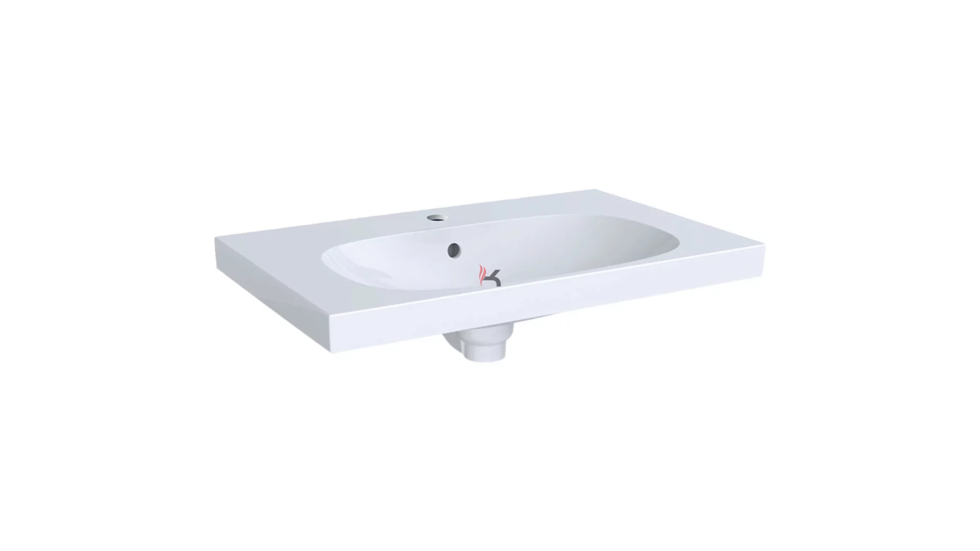 Geberit Acanto mosdó pakolófelülettel, 75x16.8x48.2 cm, csaplyuk középen, túlfolyó látható (Gyártói cikkszám: 500.622.01.2)