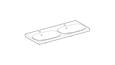 Geberit Acanto dupla mosdó alsó szekrényhez, 120x16.8x48.2cm, csaplyuk középen, túlfolyó 2.