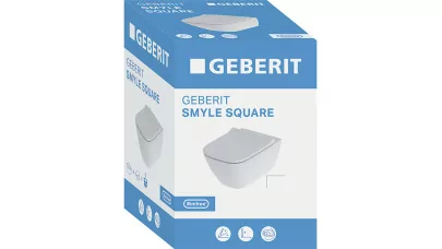 Geberit Smyle Square mélyöblítésű fali WC készet 54cm, zárt forma, Rimfree, WC ülőkével, keskeny 2.