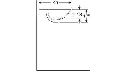 Geberit VariForm beépíthető mosdó 55x17.8x45cm, alsó rész mázas/fehér 2.