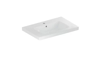 Geberit iCon Light mosdó pakolófelülettel, 75x48cm, csaplyukkal és túlfolyóval, fehér
