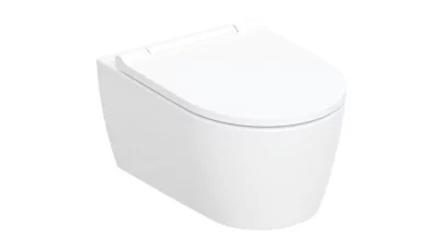Geberit ONE fali WC csésze, TurboFlush, WC ülőkével, mélyöblítésű, 54 cm, matt fehér/fehér és fén