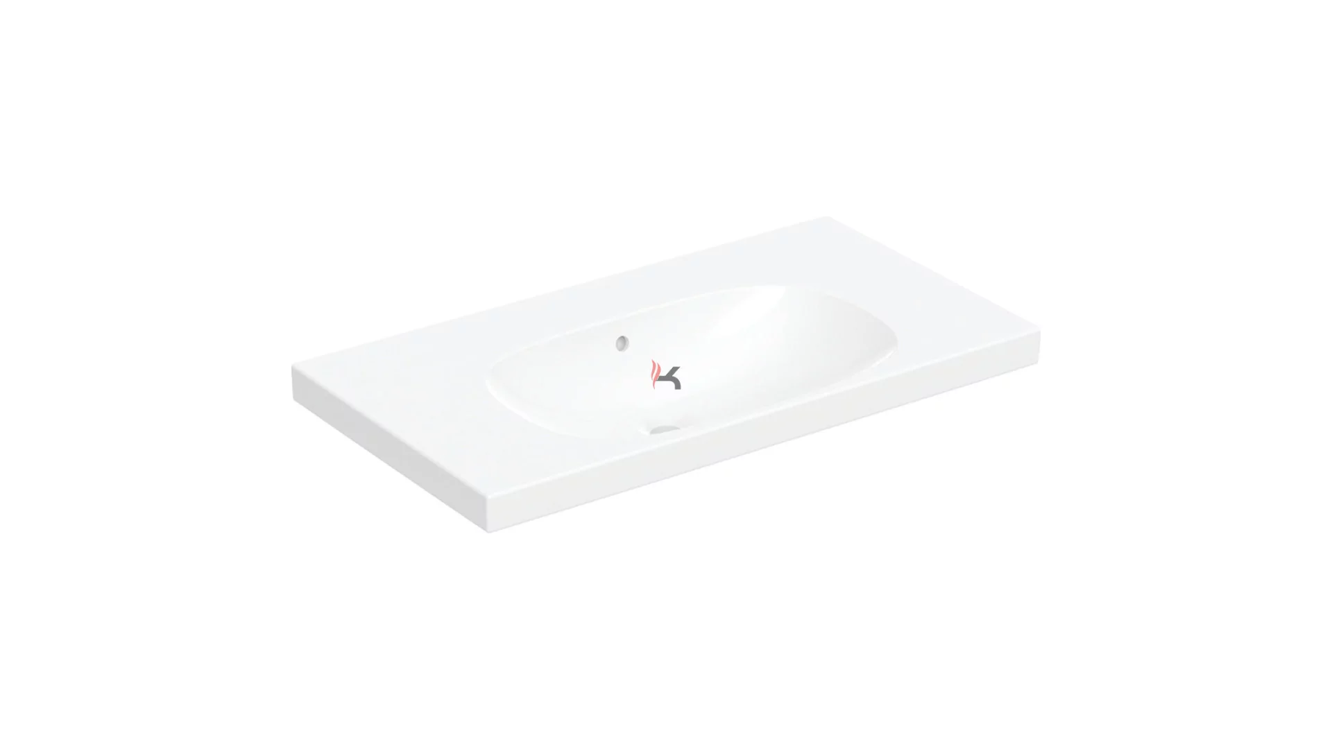 Geberit Acanto mosdó pakolófelülettel, EFF1 rögzítéssel, 90x16.8x48.2 cm, csaplyuk nélkül, túlfol (Gyártói cikkszám: 500.624.01.2)