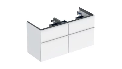 Geberit iCon alsó szekrény dupla mosdóhoz, négy fiókkal, 118.4x61.5x47.6 cm, fehér/magasfényű bev