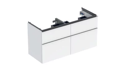 Geberit iCon alsó szekrény dupla mosdóhoz, négy fiókkal, 118.4x61.5x47.6 cm, fehér/magasfényű bev