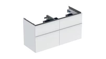 Geberit iCon alsó szekrény dupla mosdóhoz, négy fiókkal, 118.4x61.5x47.6 cm, matt fehér fényezett