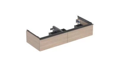 Geberit iCon alsó szekrény dupla mosdóhoz, két fiókkal, 118.4x24.7x47.6 cm, tölgy/melamin faszerk